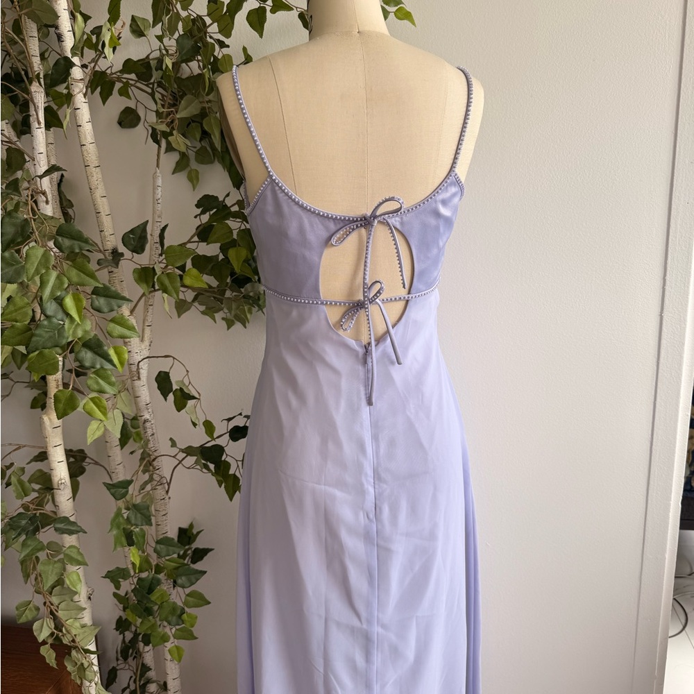 Light Purple Pearl Accent Adrianna Papel Long Dress With Key Hole Back